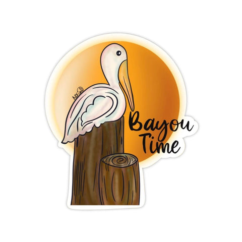 Bayou Time Pelican Sticker
