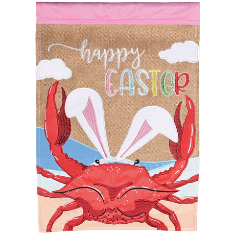 Happy Easter Crab Garden Flag