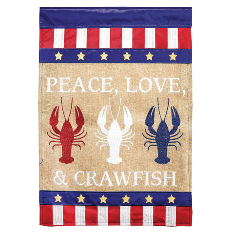 Peace Love & Crawfish Garden Flag