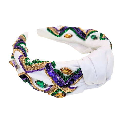 Mardi Gras Sequin Zig Zag Knot Headband