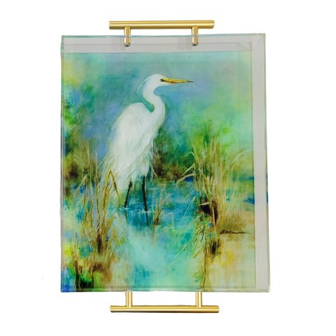 "Great White Egret" Acrylic Tray