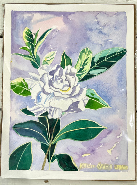 Gardenia Watercolor Original 9x12