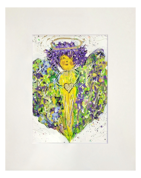 "Mardi Gras Angel of Passing a Good Time" Matted Mixed Media 8x10