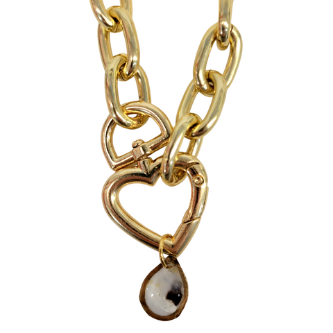 Gold Heart Oyster Necklace