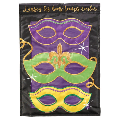 Mardi Gras Mask Garden Flag
