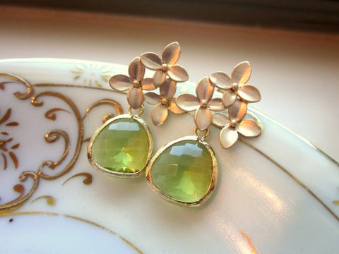 Crystal Peridot Blossom Earrings