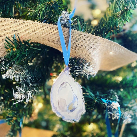 Blue Watercolor Oyster Acrylic Ornament