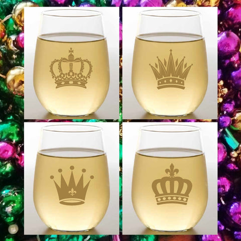 Gold Crowns Shatterproof Wine Glasses