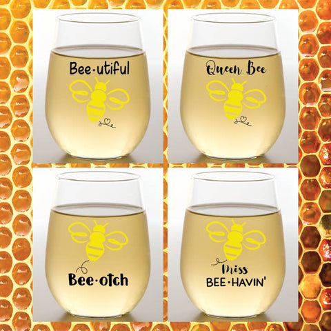 Bee Hive Shatterproof Wine Glasses
