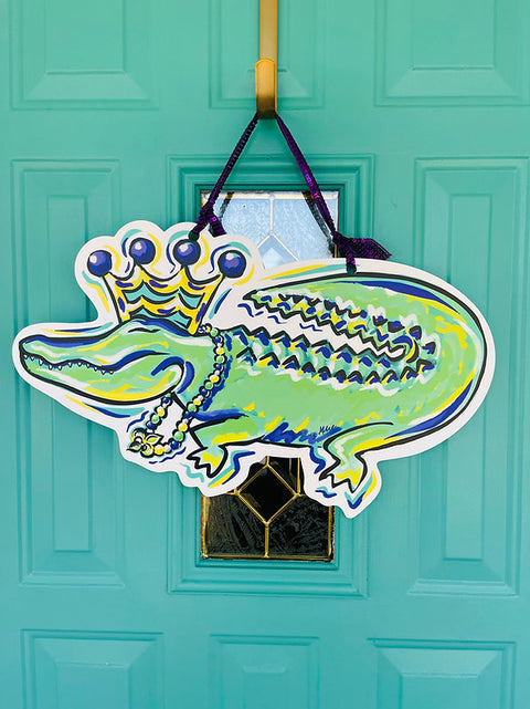 Mardi Gras Allie-Gator Door Hanger