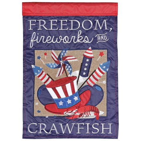 Freedom, Fireworks & Crawfish Garden Flag