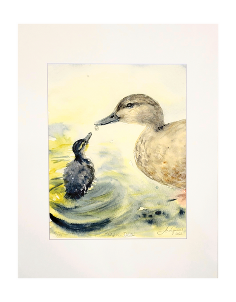 "Mother Duck" Matted Art Print 11x14