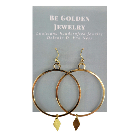 Simple Gold Hoops with Dagger Point
