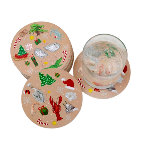 Cajun Christmas Reversible Paper Coasters