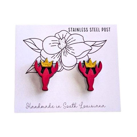 Louisiana Crawfish Queen Stud Earrings