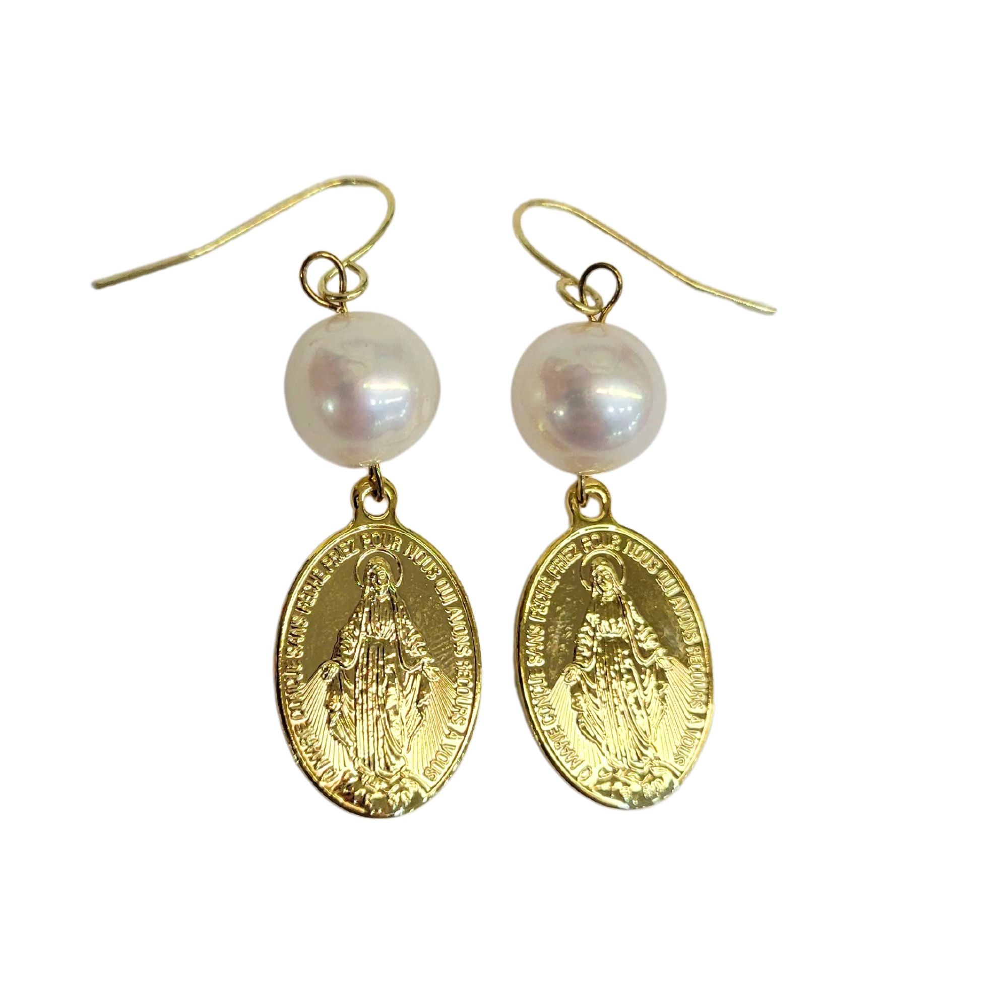 Gold virgin online mary earrings