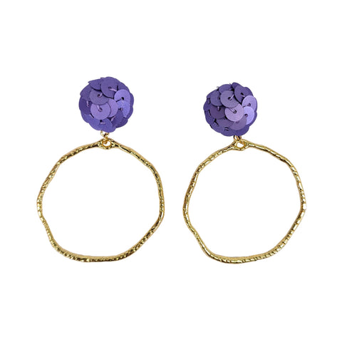 Purple Sequin Hoop Earrings