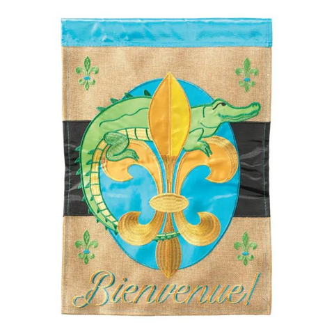 Bienvenue Alligator Garden Flag