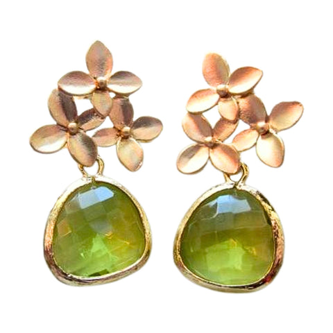 Crystal Peridot Blossom Earrings