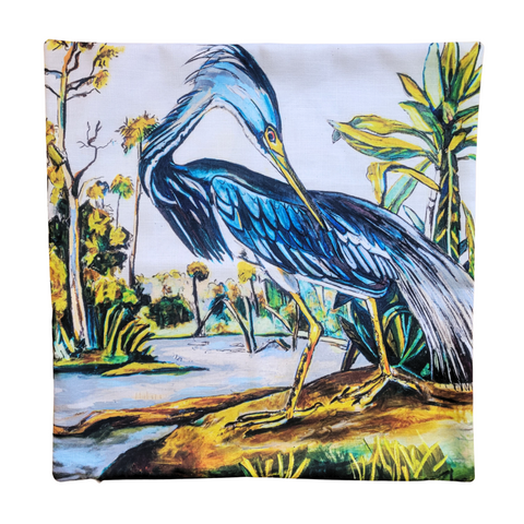 "Blue Heron" Canvas Pillow Case