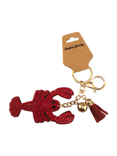 Sequined Crawfish Keychain Clip