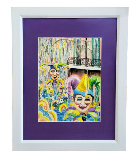 "Jester Float II" Framed and Matted Watercolor 16x20