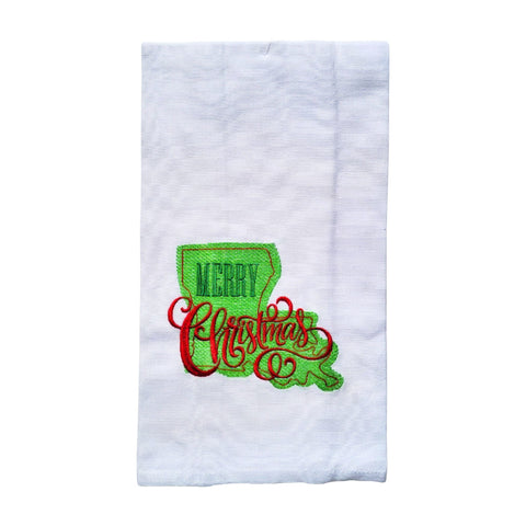 LA Merry Christmas Embroidered Kitchen Towel