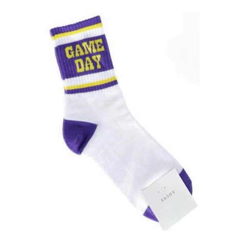 "Game Day" Stripe Cotton Knit Crew Socks