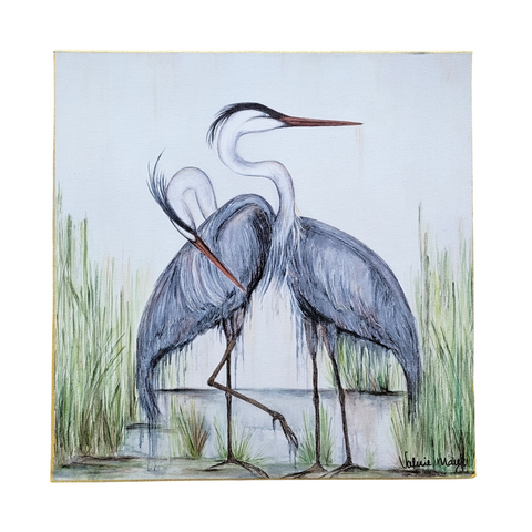 "Love Birds" Canvas Fine Art Reproduction, 18"X18"