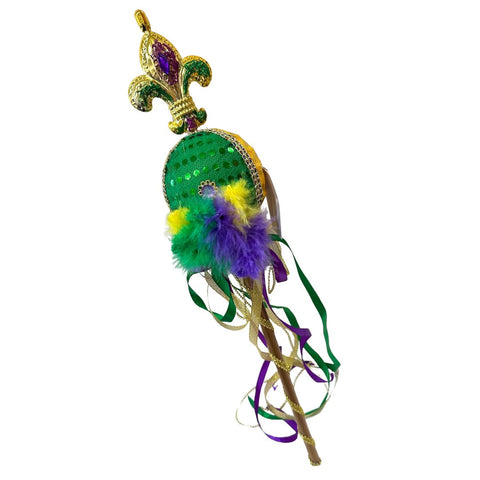 Mardi Gras Scepter with Feather and Ribbon