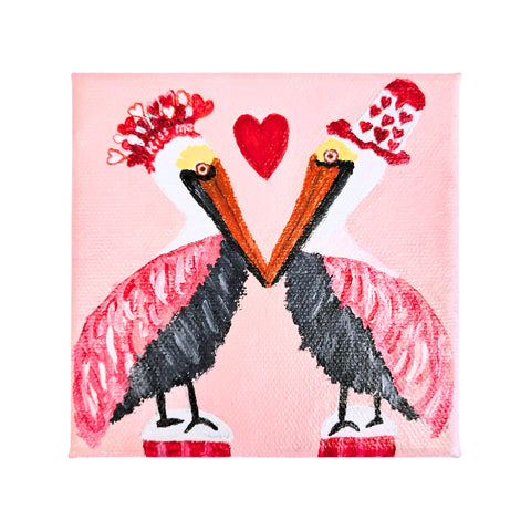 "Love Birds" Acrylic on Gallery Wrapped Canvas 4"x4"