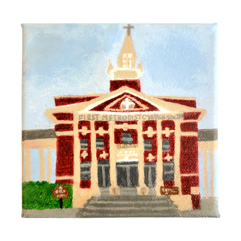 "First Methodist Church" Acrylic on Gallery Wrapped Canvas 4x4