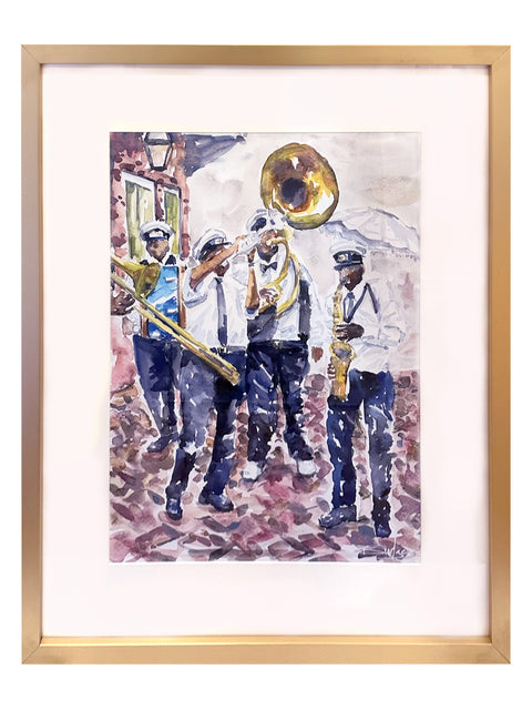 "Second Line Band" Framed Fine Art Reproduction, 26"x32"