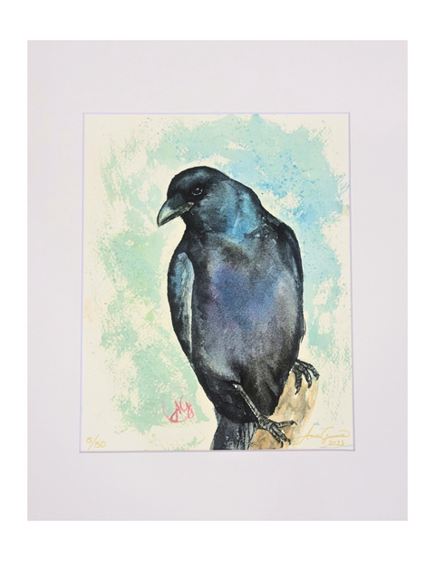 "Thinking Crow" Matted Art Print 11x14