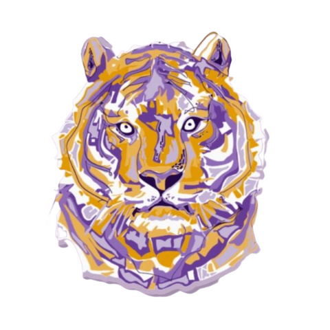 Purple & Gold Layered Tiger Sticker