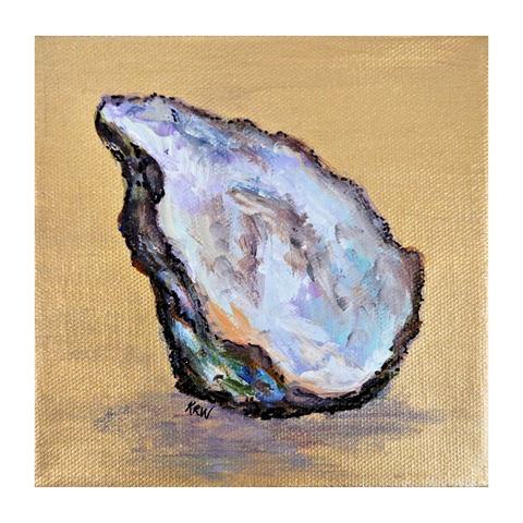 "Standing Oyster" Acrylic on Gallery Wrapped Canvas, 6"x6"