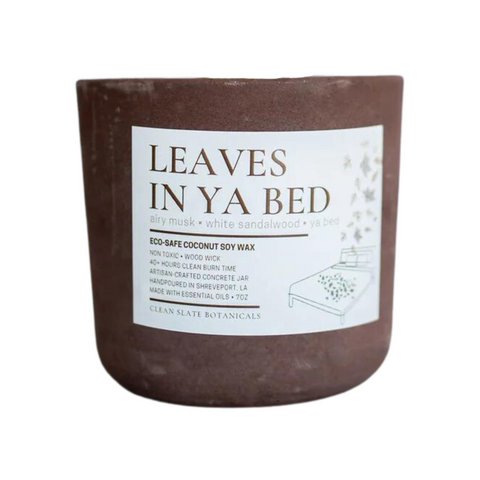 Leaves In Ya Bed Concrete Candle