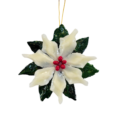 White Poinsettia Ornament - 318 Art Co.