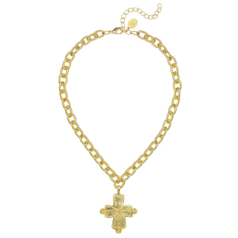 Gold Cross On Chain Necklace