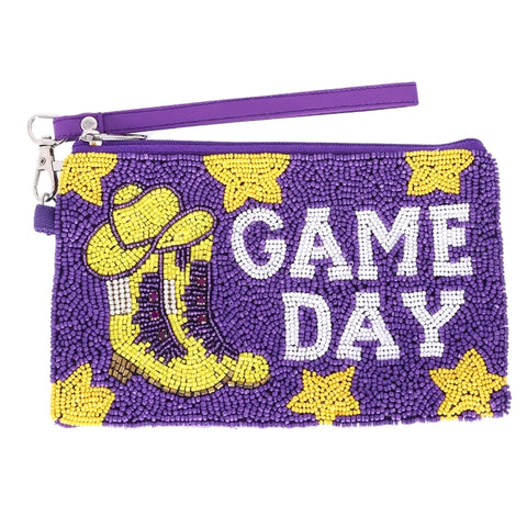 Western Game Day Beaded Wristlet