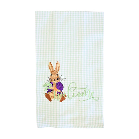 Welcome Easter Bunny Embroidered Kitchen Towel