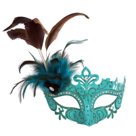 Laser Cut Mardi Gras Mask with Feathers