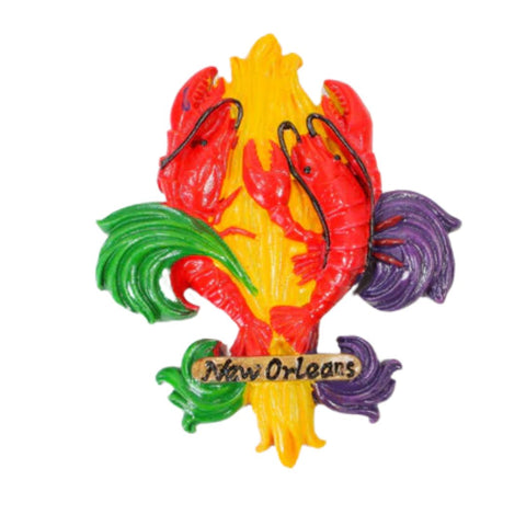Mardi Gras Crawfish Fleur de Lis Magnet