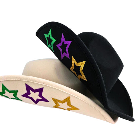 Mardi Gras Glitter Star Cowboy Hat