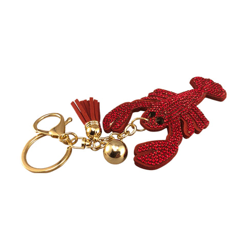 Sequined Crawfish Keychain Clip