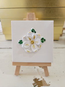 Ceramic Magnolia on Mini Canvas with Easel