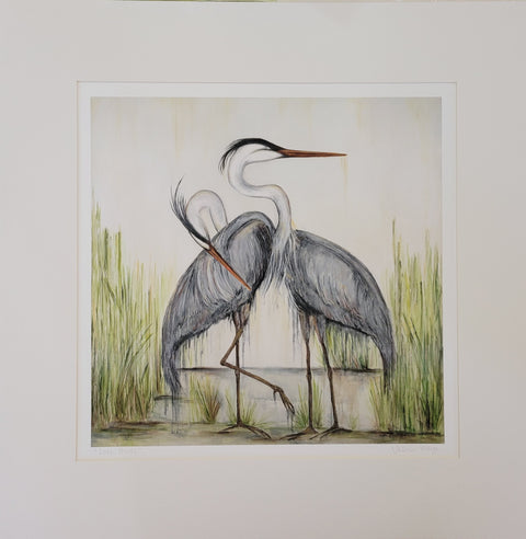"Love Birds" 30x30 Matted Art Print