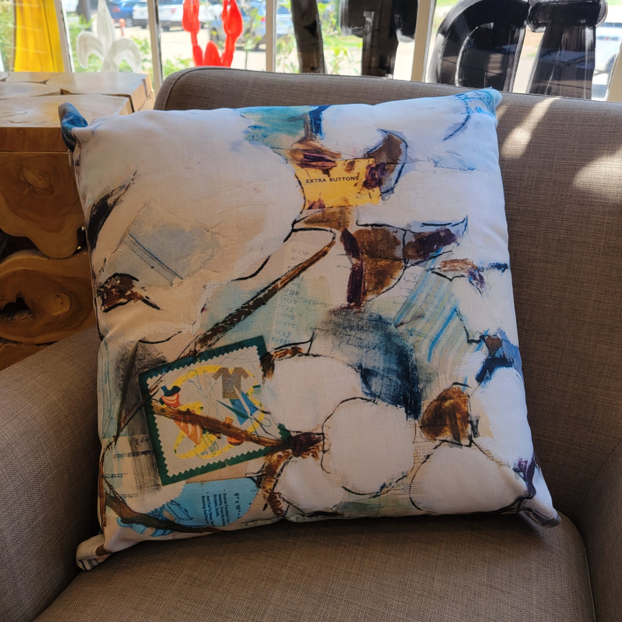 "Vintage Cotton Collage" Canvas Print Pillow