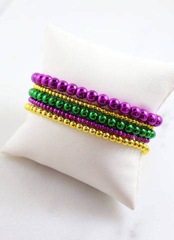 Mardi Gras Beaded Bracelet Set