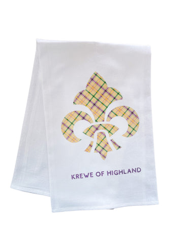 Mardi Gras Krewe of Highland Fleur de Lis Kitchen Towel